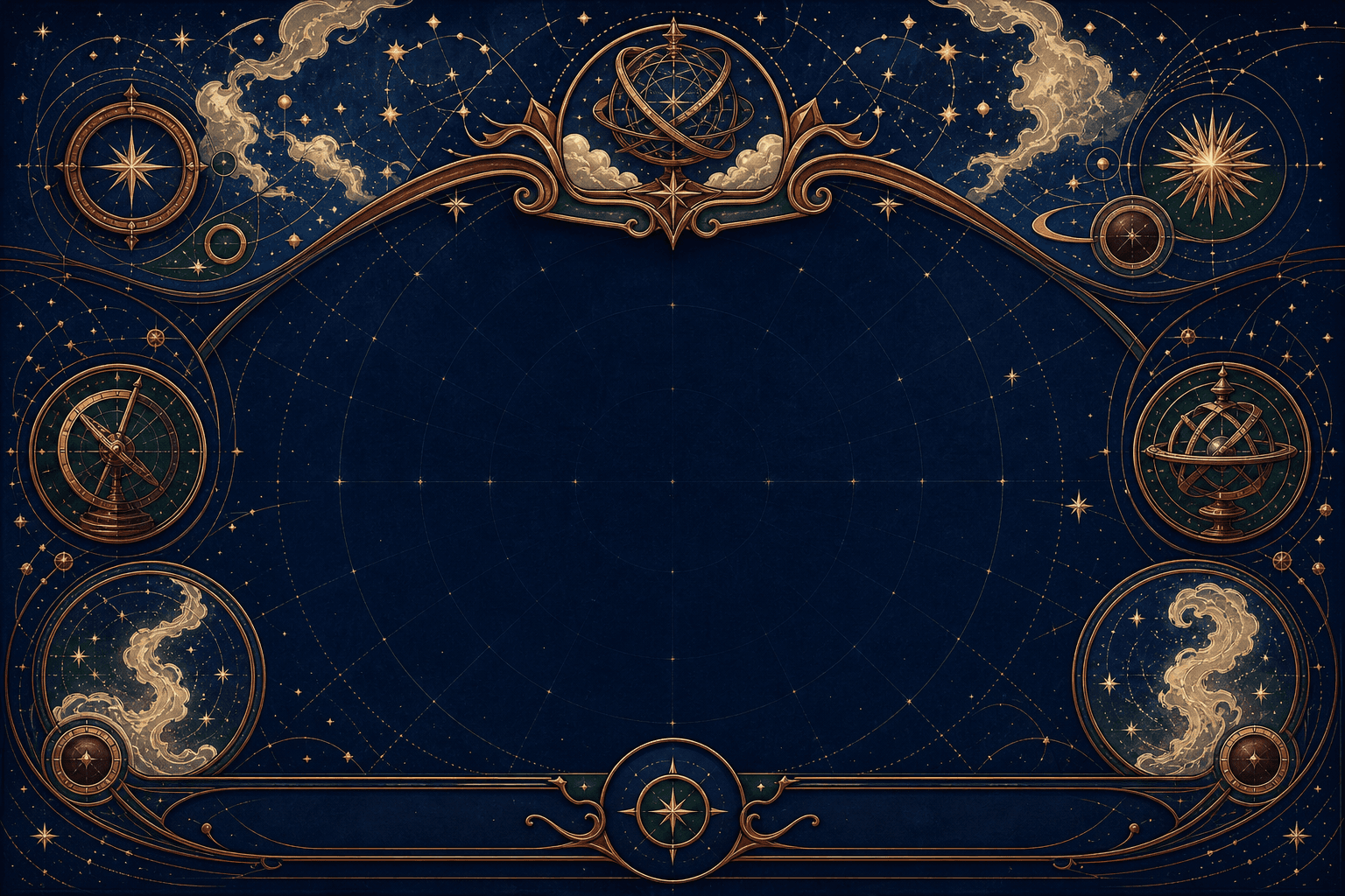 Astral Atlas backglass artwork with a brass astronomical condition table